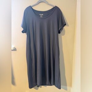 Blue Short Sleeve Maggie Wool& Swing Dress XL long